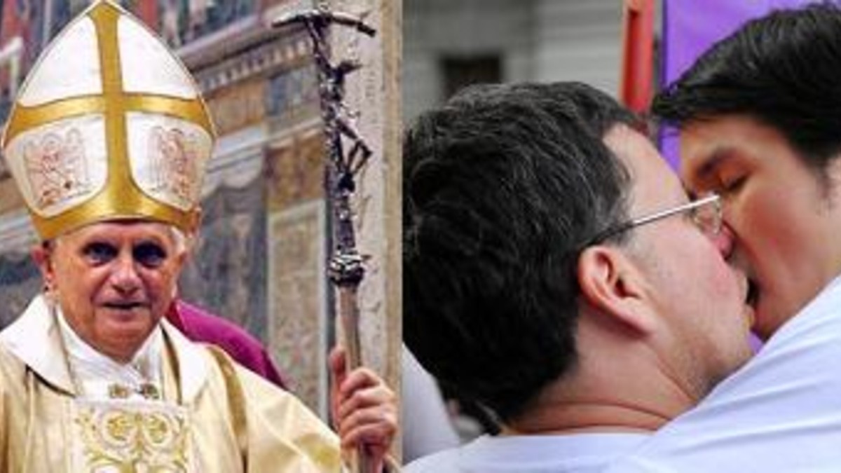 Gays quieren besarse en grupo frente al Papa y quedarse con su secretario