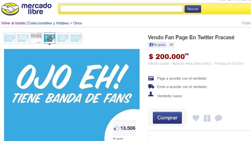 "En Twitter fracasé": pide $200 mil por una fan page
