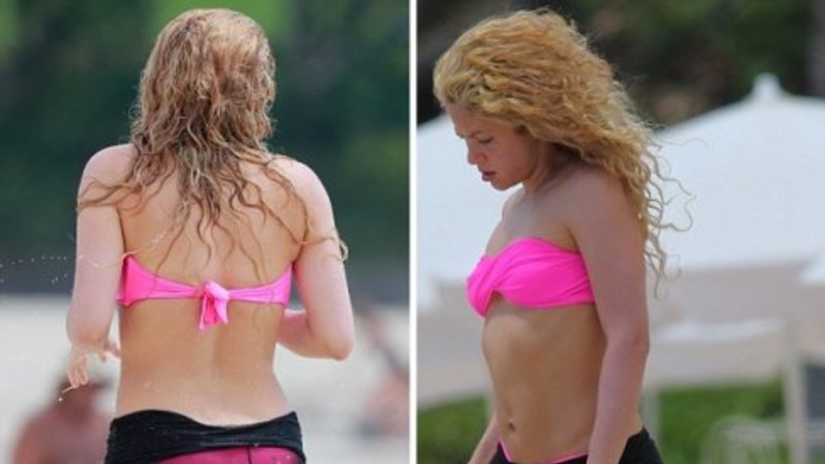 Shakira se lució en bikini y se puso mimosa con Piqué
