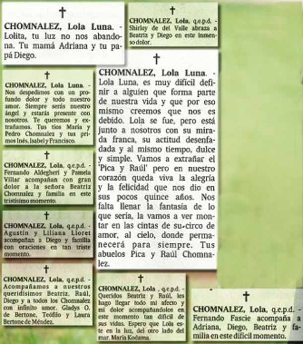 Conmovedores mensajes de la familia Chomnalez