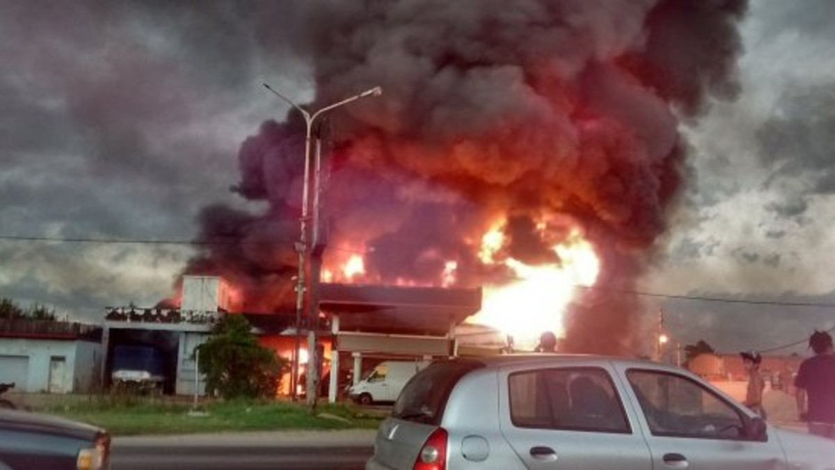 Feroz incendio en el Parque Iidustrial de Burzaco