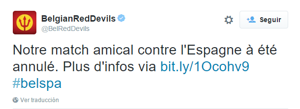 Se suspende el partido Bélgica-España por amenaza terrorista