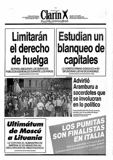 La tapa de Clarín de los '90 que parece escrita hoy- La tapa de Clarín de los '90 que parece escrita hoy
