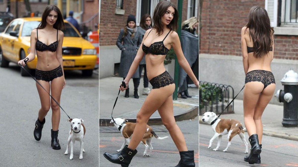 Emi Ratajkwoski pasea semi desnuda por New York