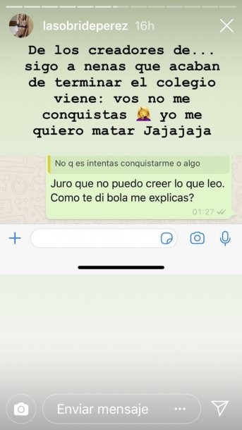 Sol Pérez publicó un chat escandaloso