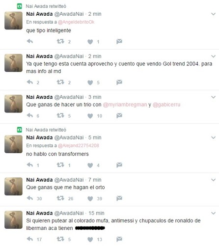 Le hackearon el Twitter a Naiara Awada y estalló