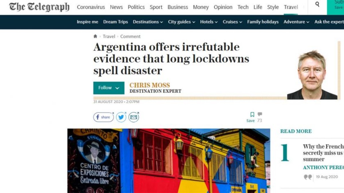 Dura crítica del diario británico Telegraph a la cuarentena argentina