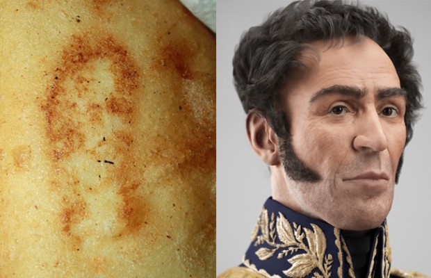 Ven a Simón Bolívar en una empanada de carne picante