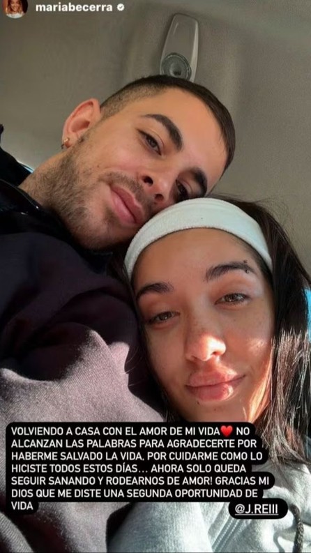 Tras recibir el alta médica, María Becerra agradeció a su novio por salvarle la vida- Tras recibir el alta médica, María Becerra agradeció a su novio por salvarle la vida